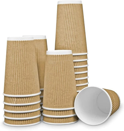 Ripple Paper Cups 16 oz 200 Pack for Coffee & Tea Made in USA | Bulk 200 Count for Home, Office, Restaurants & Coffee Shops | Recyclable, Insulated, & Disposable 16 Ounce To-Go Cups for Hot Beverages