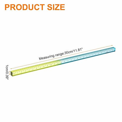 HARFINGTON Acrylic Clear Straight Rulers 30cm Metric Transparent Gradient Three-Dimensional Plastic Ruler Square Cube Measuring Tool for Classroom Office, Blue Yellow