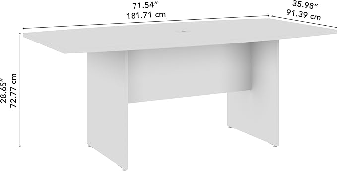 Bush Business Furniture 72-inch Office Conference Table with Wood Base, Boardroom Meeting Space for 6 Users, Storm Gray