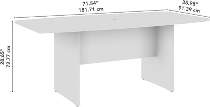 Bush Business Furniture 72-inch Office Conference Table with Wood Base, Boardroom Meeting Space for 6 Users, Storm Gray
