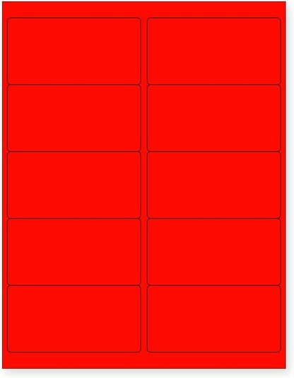 NextDayLabels - 8-1/2 x 11" Neon Color High Light Fluorescent Labels for Laser & Inkjet Printer (RED Fluorescent, 4 x 2" - 10 Per Page | 1000 Labels)