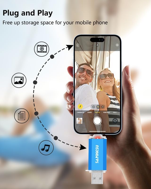 2 Pack 32GB USB C Flash Drive, Jump Drive USB-A & Type-C OTG Memory Stick, Dual Thumb Drive for PC/Laptop/Type C Cell Phone and Tablet (Blue)