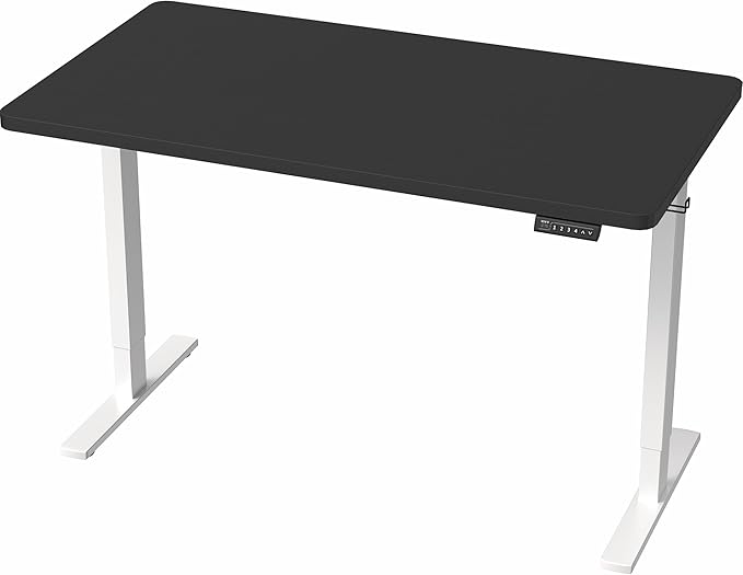 VIVO Electric 43 x 24 in Standing Desk, Memory Height Adjustment, 1B Series, One-Piece Black Top, White Frame, DESK-KIT-1W4B