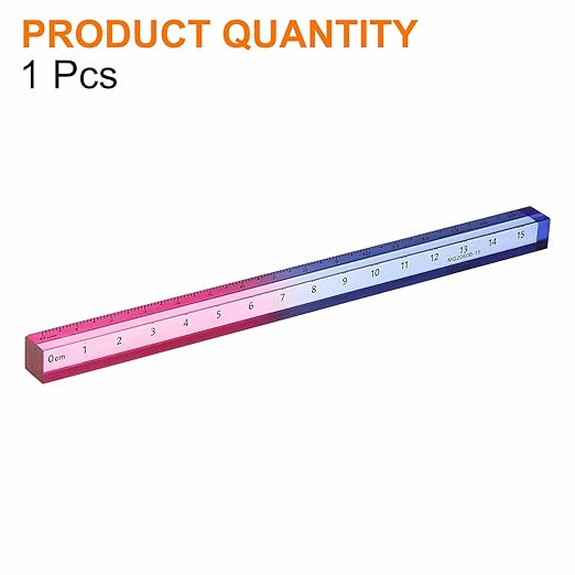 HARFINGTON Acrylic Clear Straight Rulers 15cm Metric Transparent Gradient Three-Dimensional Plastic Ruler Square Cube Measuring Tool for Classroom Office, Blue-Pink