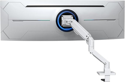 BEWISER Heavy Duty Monitor Arm Mount for 34-49 inches and Ultra 57 inches Screens,Weight Capacity Up to 44 lbs,Full Motion Height Swivel Adjustable Monitor Arm(White)