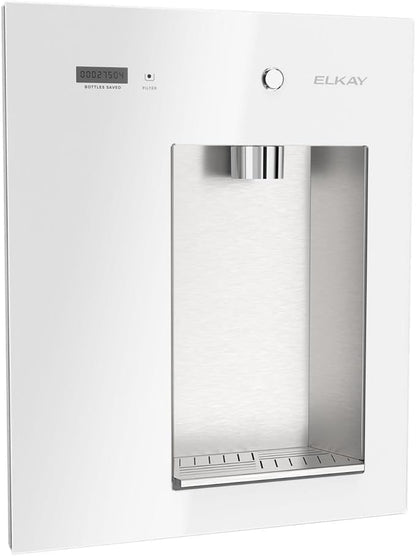 Elkay Liv EZ Built-in Filtered Wall-Mount Water Dispenser – Battery Powered, NSF Certified, Push Button, Reduces Lead & PFAS, Aspen White – Ideal for Home