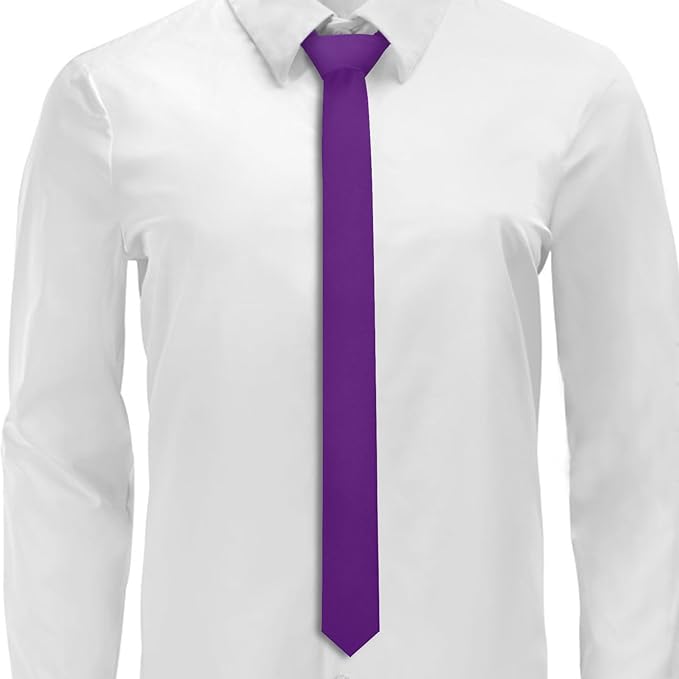 Skinny Ties Black Ties For Men and Women Solid Pure Color 1.58" (4CM) Plain Formal Slim Neckties