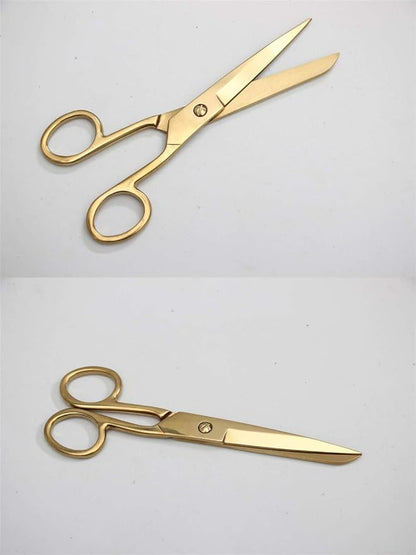 NatSumeBasics 7" Gold Scissors Craft Tailor Fabric Brass Scissors All Purpose Stainless Steel Professional Dressmaker Shears for Desk School Office Home (Gold)