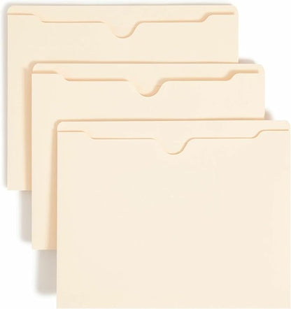 Smead File Jackets Letter Size for File Folders, Reinforced Straight-Cut Tab, 2" Expansion, Letter Size, Manila, 50 Per Box (75560)