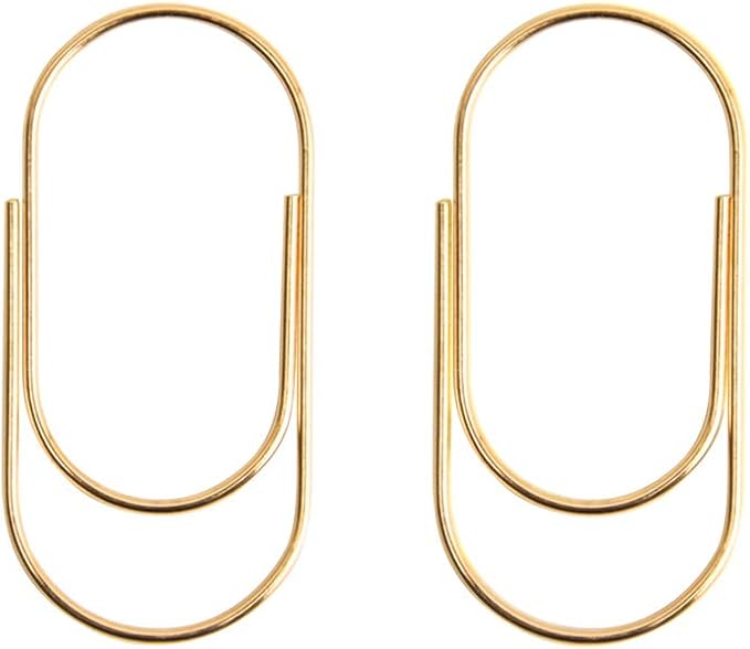 Gold Paper Clips, 20pcs 50mm 1.97" Jumbo Fat Wide Paper Clips Non-Skid Smooth Finish Steel Wire Medium Office Supply Accessories