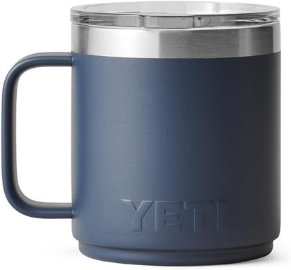 YETI Rambler 10 oz Ceramic Lined Stackable Mug, Vacuum Insulated, Stainless Steel with MagSlider Lid, Navy