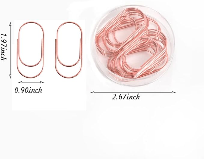 Jumbo Paper Clips, Wide Large Paper Clamps Rose Gold 2 inch 20pcs Durable and Rust Proof Paper Clips for Office, School, Home Supplies(Rose Gold)