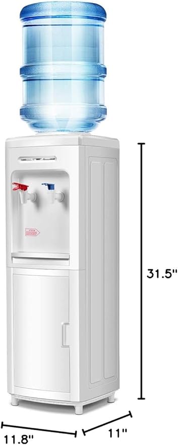 Giantex Top Loading Water Cooler Dispenser 5 Gallon Normal Temperature Water and Hot Bottle Load Electric Home with Storage Cabinet, White