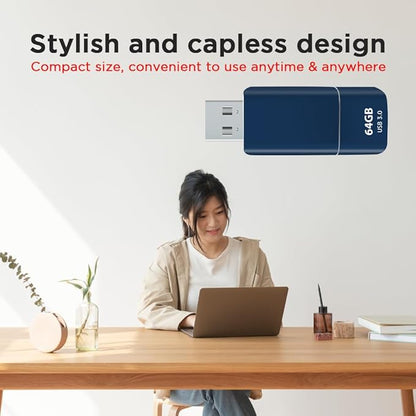 GIGASTONE 64GB Flash Drive (2 Pack) Z60NB USB 3.2 Gen 1, Ultra Fast, Retractable Capless Slider Design, Data Storage, Backup for PC/Mac/TV/Car Audio, USB 2.0/3.0/3.1 Compatible (Random Color)