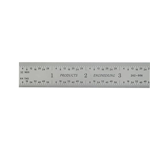 PEC Tools 6"/150mm Rigid Metal Ruler (2 Pack), English & Metric Graduation (1/32", 1/64", 0.5mm, 1.0mm), Fully Hardened and Tempered, Stainless Steel Machinst Rule for Professionals, Made in USA
