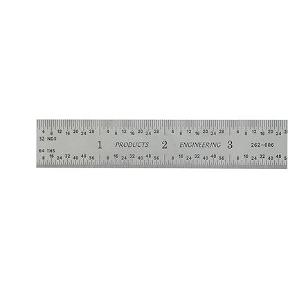 PEC Tools 6"/150mm Rigid Metal Ruler (2 Pack), English & Metric Graduation (1/32", 1/64", 0.5mm, 1.0mm), Fully Hardened and Tempered, Stainless Steel Machinst Rule for Professionals, Made in USA