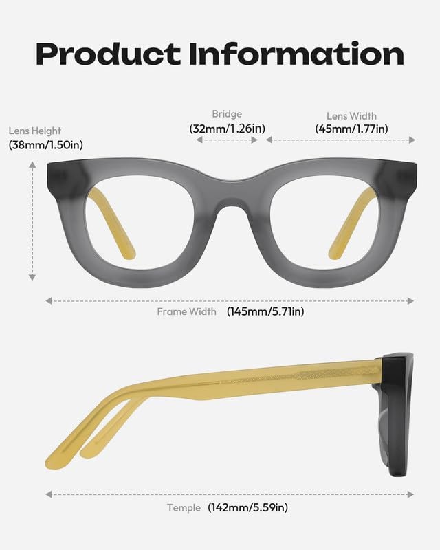 Blue Light Blocking Glasses - Anti Glare & Eyestrain, 99% Filter, Lightweight Acetate Frame for Gaming/Office/Reading