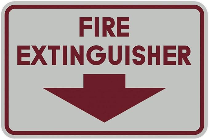 Signs ByLITA Classic Framed Fire Extinguisher (Light Grey/Burgundy) - Large