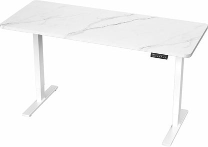 VIVO Electric Dry Erase 60 x 24 in Standing Desk, Memory Height Adjustment, 1B Series, White Marble Pattern Top, White Frame, DESK-KIT-1W6WM