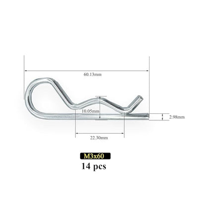 14 Pcs Heavy Duty Hitch Pins Clip R Clips Spring Retaining Wire Hair Pins Cotter Pin Strong Spring Tension Large Carter Pin R clip large for trailer Tractor Mower Carts Truck GalvanizingM3x60mm