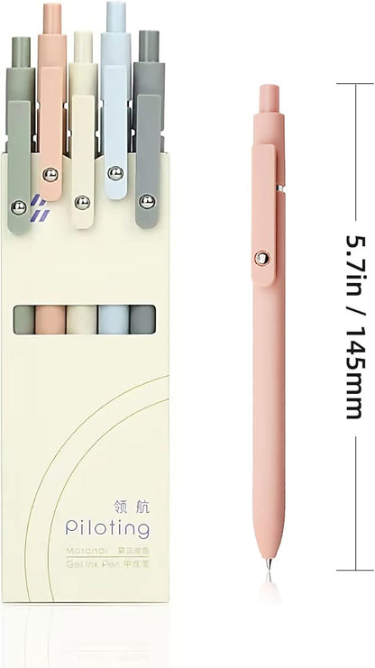 Gel Pens, 5 Pcs 0.5mm Fine Point Smooth Writing Japanese Cute High-End Series Black Ink Pens for Journaling Note Taking, School Office Supplies for Women Men (5 Pcs Morandi)