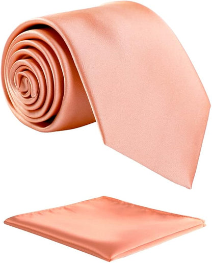 Mens Solid Satin Mens Tie With Hanky,Handmade Neckties For Men