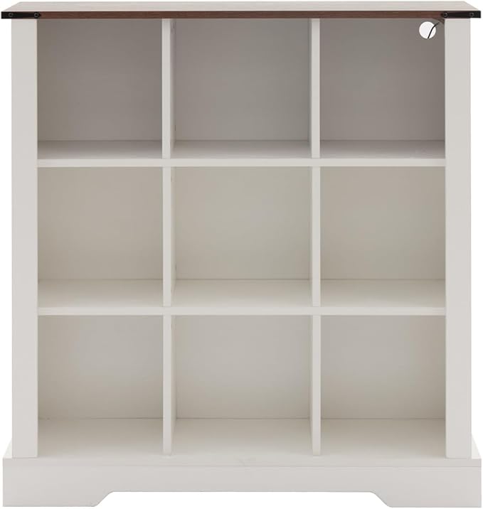 9 Cube Storage Organizer with LED Lights, Wooden Bookcase with Storage, Modern Cube Shelf for Living Room, Bedroom, Home Office - White
