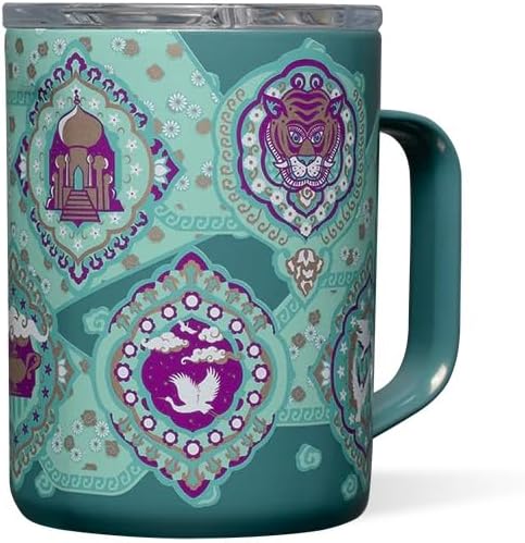 Corkcicle Disney Princess Coffee Mug - Stainless Steel Insulated Cup With Lid For Tea & Coffee - Durable Travel Mug - Eco-Friendly - BPA Free - Non-Slip Silicone Base - Easy Grip - 16 oz - Jasmine