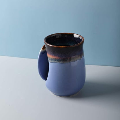 Selamica Porcelain 18oz Novelty Left-handed Handwarmer Mug, Coffee Mug, Tea Mug for family friends and couple - Haze