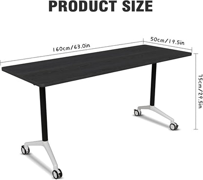 Conference Room Table with Flip-Top Design for Dynamic Meetings, Business Table Computer Desk with Heavy-Duty Frame,Foldable Seminar Meeting Tables for Home Office (4, F, 61IN)