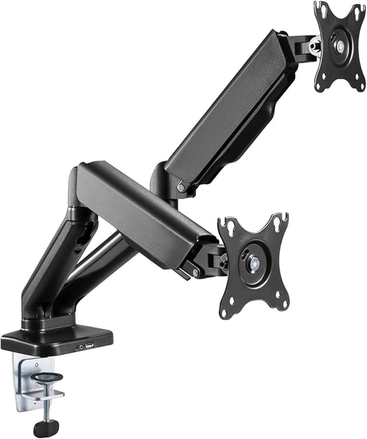 Dual Spring LCD Monitor Arms with USB and Multimedia Ports