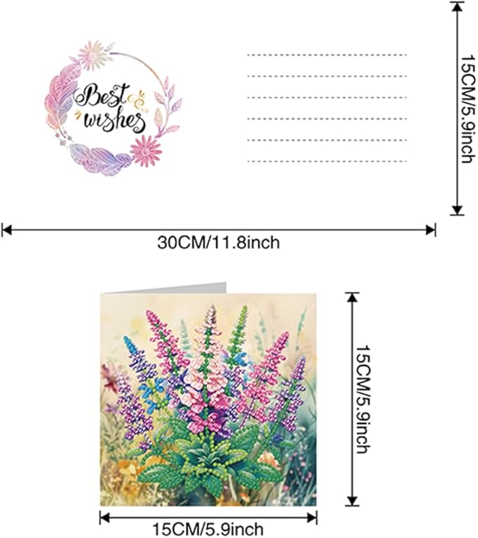 6pcs DIY Flower Diamond Art Painting Greeting Cards Kit, Rhinestone Art Holiday Birthday Card Set with Envelopes, DIY Festival Craft for Girlfriend, Christmas Valentine Gift Making Supplies