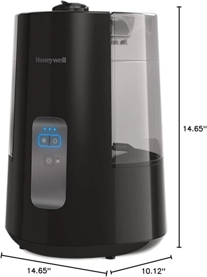 Honeywell Dual Comfort Cool + Warm Mist humidifier. Humidifier for Bedroom, Office, Living Room and Home. Provides Temporary Relief from Dry air discomforts - Black, HWC775B