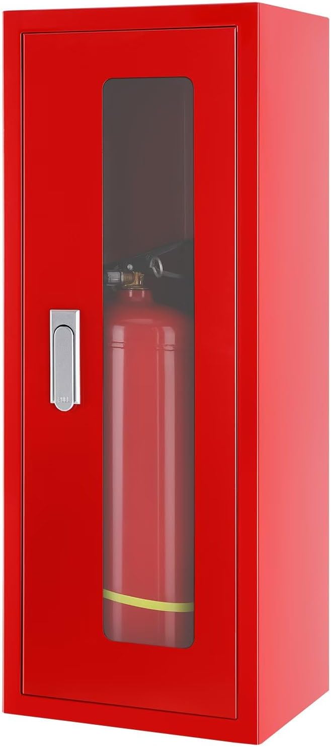 Fire Extinguisher Cabinet ,Wall Mount Fire Extinguisher Box ,Surface Mounted,25-9/16" H x 9-13/16" W x 6-7/8" D Heavy Duty Fire Extinguisher Mount Stainless Steel (red)