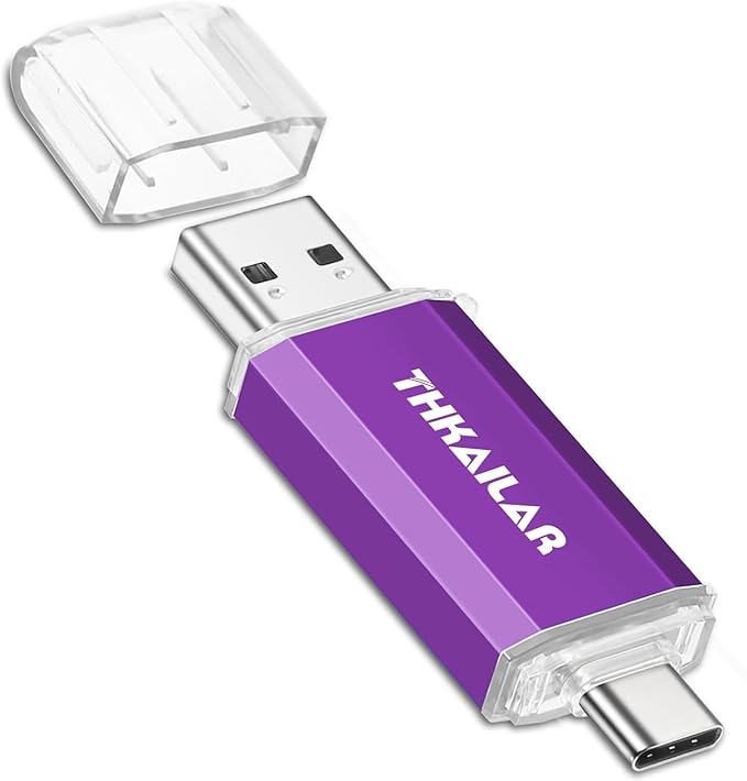 Thkailar 128GB USB C Flash Drive 3.1,USB C Thumb Drive 3.0 Up to 150MB/s Read USB Drive for iPhone 15,Android Phones,PC,MacBook,Laptop(Purple)