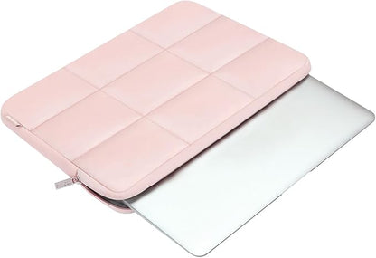 MOSISO 15-15.6 inch Laptop Case, 16 inch Puffy Laptop Sleeve Compatible with MacBook Pro 16 M4 M3 M2 M1, HP, Dell, ASUS, Lenovo Notebook, Rectangle Quilted Puffer Computer Bag for Women, Pink