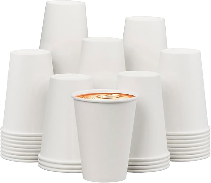 Coffee Cups 12 oz 300 Pack, 12 oz Paper Cups, Hot Beverage Drinking Cups, White Paper Hot Disposable Coffee Cups, Suitable for Party, Picnic, Travel, and Events