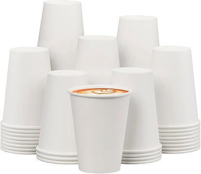 Coffee Cups 12 oz 300 Pack, 12 oz Paper Cups, Hot Beverage Drinking Cups, White Paper Hot Disposable Coffee Cups, Suitable for Party, Picnic, Travel, and Events