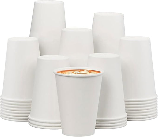 Coffee Cups 12 oz 300 Pack, 12 oz Paper Cups, Hot Beverage Drinking Cups, White Paper Hot Disposable Coffee Cups, Suitable for Party, Picnic, Travel, and Events