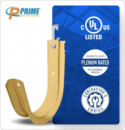 4'' Heavy Duty Metal Cable & Wire Support Batwing J-Hook Hangers with Bat Wing Clip for attaching Ceiling Wire & Threaded Rod for Cable & Wire Management