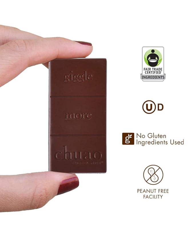 Chuao Chocolatier Firecracker Dark Chocolate Mini Bars | Gourmet Sea Salt Chipotle Popping Candies No Preservatives | For Gift Baskets, Christmas, Birthday, Care Package | 24 Pack