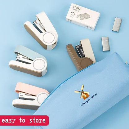 Brown Color Mini Stapler with 830 Staples,20 Sheet Office Desktop Stapler,Small Cute Compact Travel Size Stapler for Students & Office (Brown)