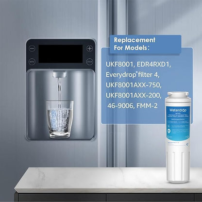 Waterdrop UKF8001 Refrigerator Water Filter 4, Replacement for Whirlpool® EDR4RXD1, EveryDrop® Filter 4, Maytag® UKF8001AXX-750, UKF8001AXX-200, 46-9006, Puriclean II, WD-F07, 2 Filters