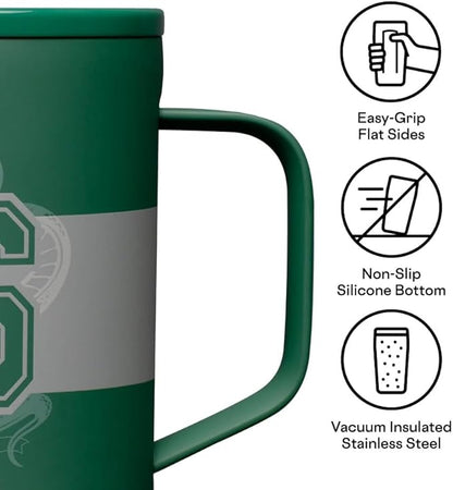 Corkcicle Harry Potter Coffee Mug - Stainless Steel Insulated Cup With Lid For Tea & Coffee - Non-Slip Silicone Base - Durable Travel Mug - Dishwasher Safe - BPA Free - Easy Grip - 16 oz - Slytherin