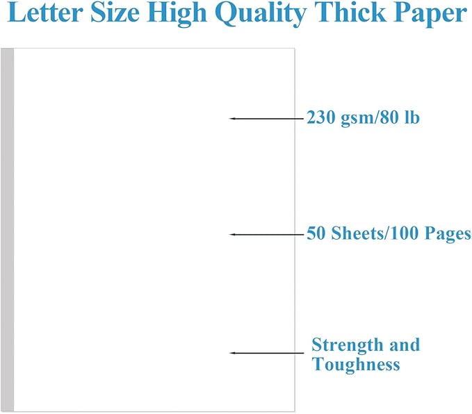 8.5" x 11" White Cardstock Paper, 80lb Thick Cover Stock Paper, 50 Sheets Heavyweight Legal Cardstock Printer Paper for Business Cards, Arts and Crafts, Office Printing, Posters