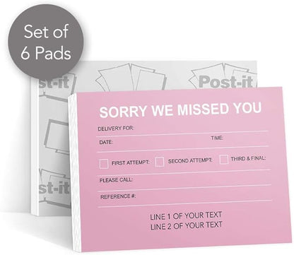 Light Red Missed Connections - Post-it Notes - 6 Pads of 50 Sheets - Printed in The USA