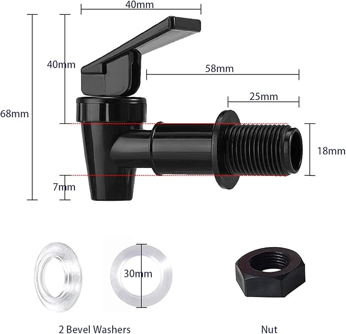 HUI NING Replacement Ceramic Dome Water Filter and Faucet Kit for Countertop,Household Water Bucket, Water Cooler Filtration Systems Water Pitcher (2 Dome Filters & 2 Black Taps)
