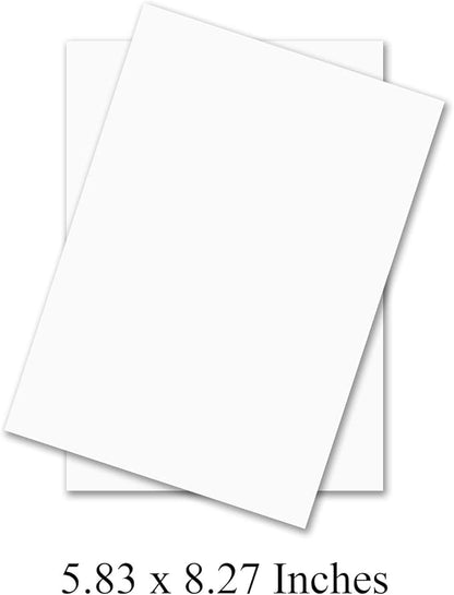 A5 Premium Multi Purpose White Paper - 24 lb (90 GSM) | For Copy, Printing, Writing | 5.83" x 8.27" inches (148 x 210 mm - Half of A4) | Full ream of 250 Sheets