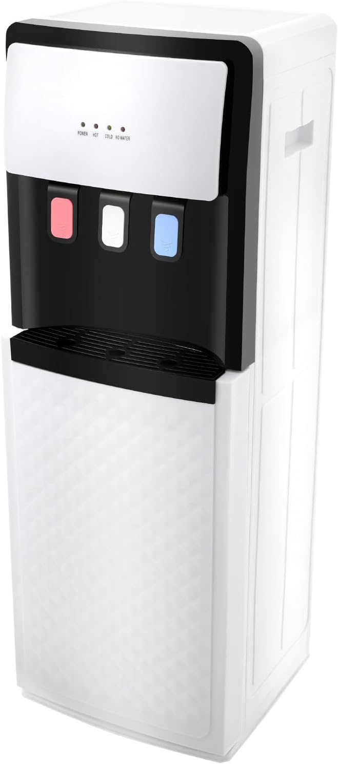 Bottom Loading Water Cooler Dispenser for 5 Gallon Bottles - 3 Temperatures with Hot, Room & Cold Spouts,Overload Protection, Dry Burning Protection,Water Dispenser for Home,Office (White)