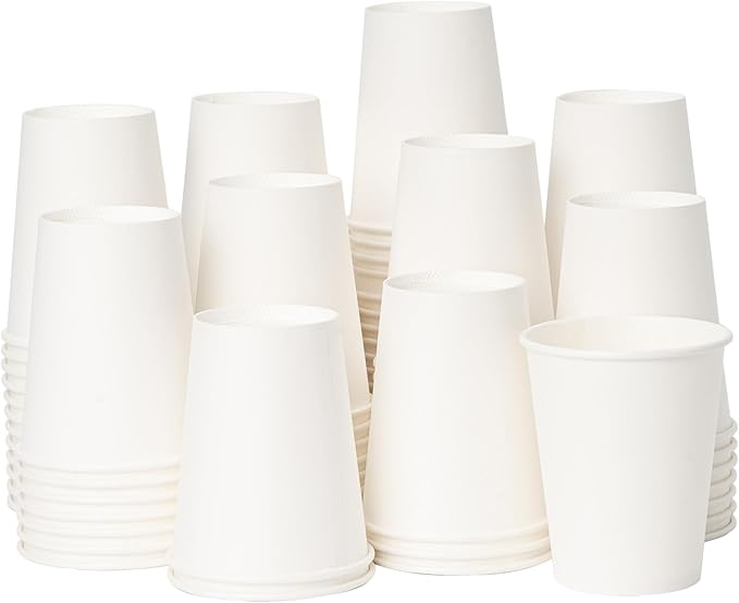 YEEHAW 8 oz 500 Pack Disposable Paper Coffee Cups, White Hot Drinking Cups for Hot Coffee, Hot Liquid, Ideal for Cafes, Bistros, Businesses and Family